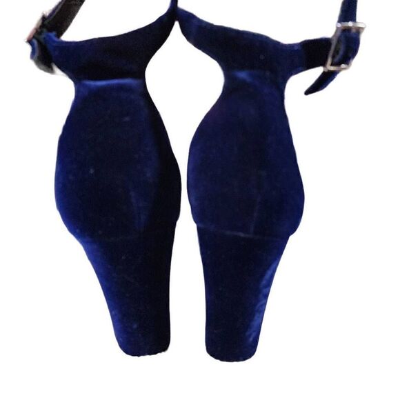 Worthington Women's Blue Velvet Ankle Strap Block Heel Sandals Size 10 - Picture 12 of 16